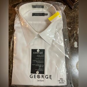 New; Size: XXL Men’s George Sateen Long Sleeve Dress Shirt. Color: White.